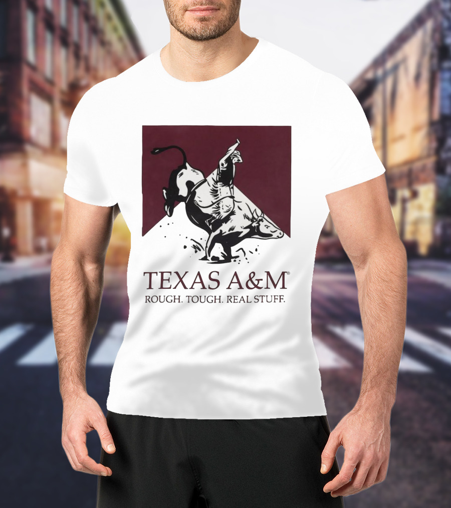 Texas A&M Rough Tough Real Stuff Bull Rider Retro T-Shirt