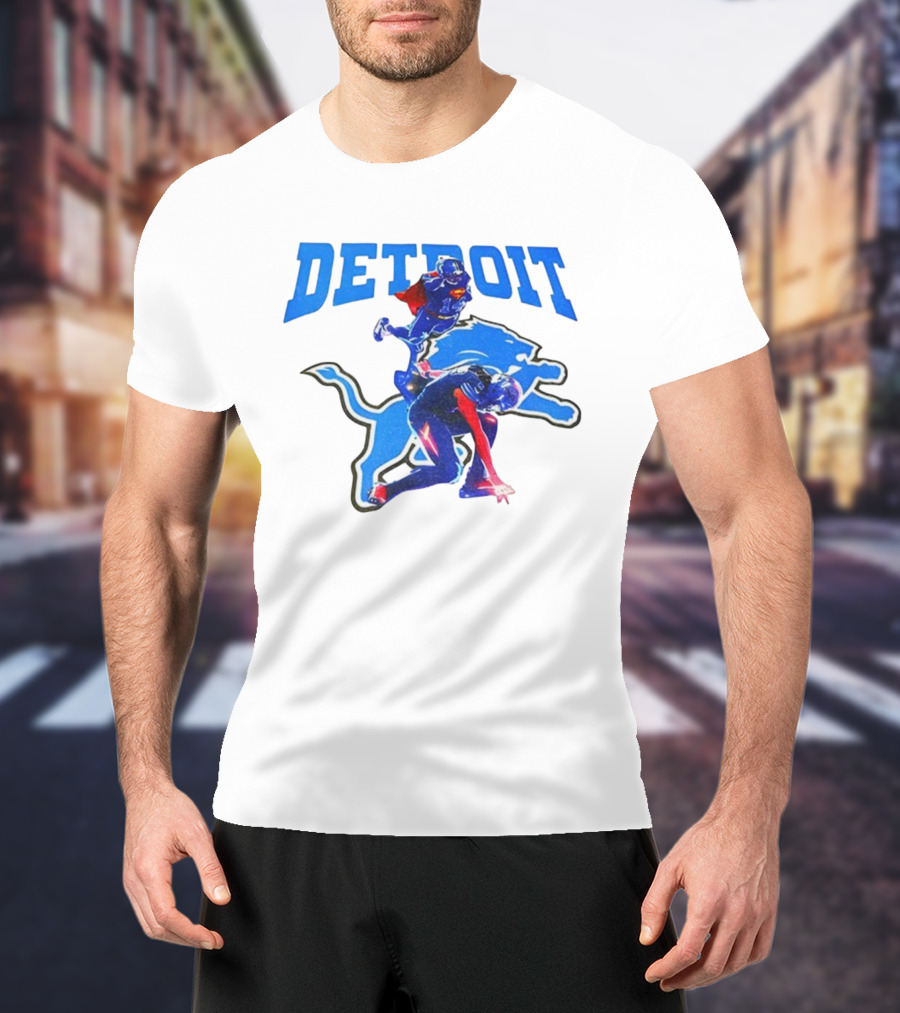 Detroit Lions Superman Crossover Athlete Leap T-Shirt