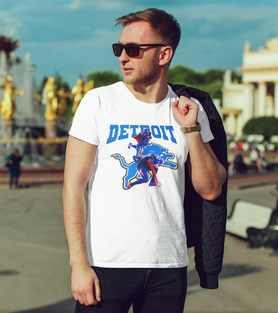 Detroit Lions Superman Crossover Athlete Leap T-Shirt