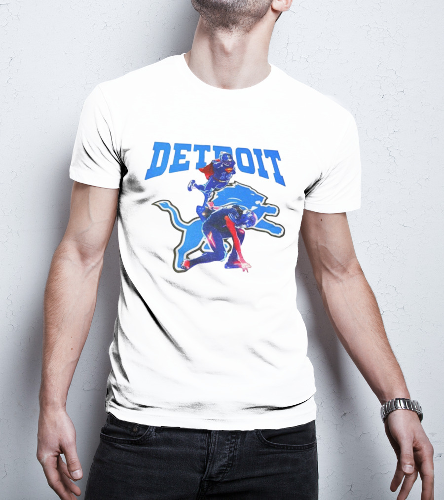 Detroit Lions Superman Crossover Athlete Leap T-Shirt