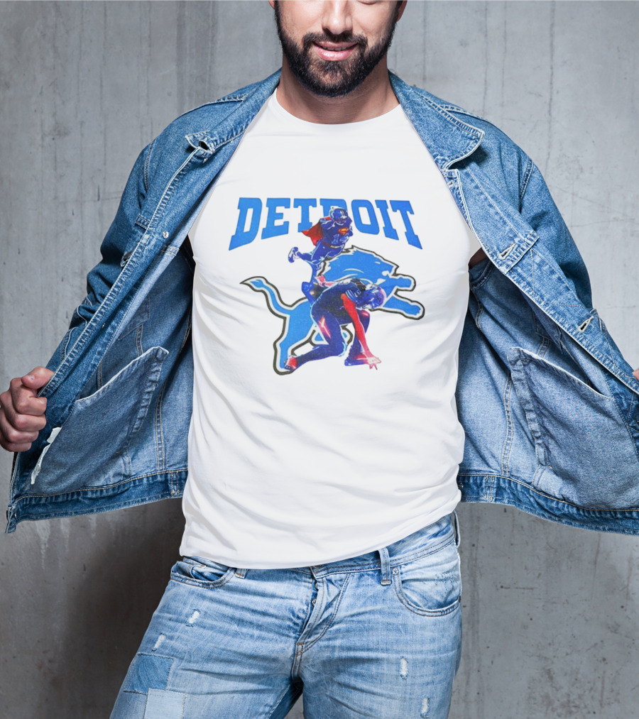Detroit Lions Superman Crossover Athlete Leap T-Shirt