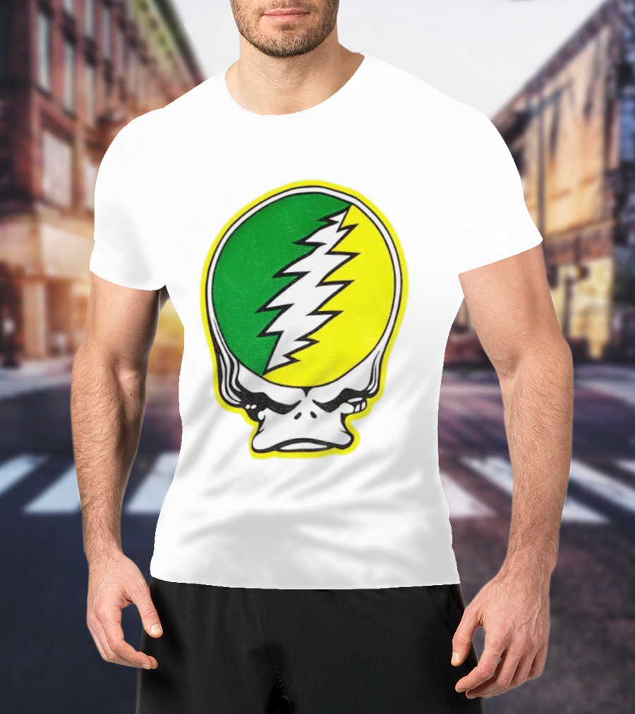 Grateful Ducks Grateful Dead Steal Your Face Green Yellow Bolt 26 T-Shirt