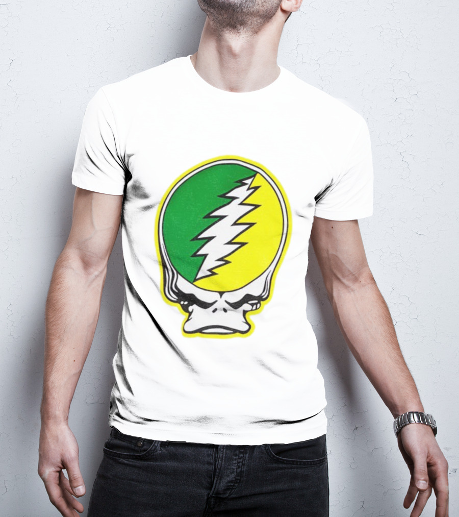 Grateful Ducks Grateful Dead Steal Your Face Green Yellow Bolt 26 T-Shirt