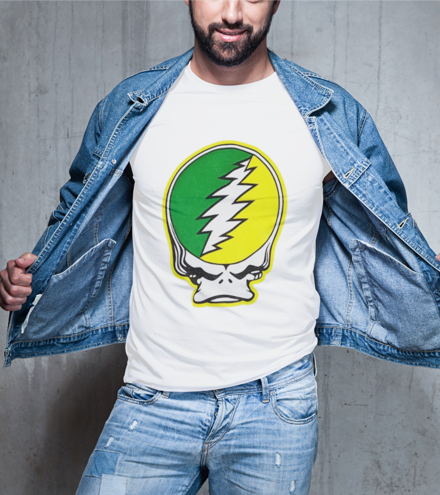 Grateful Ducks Grateful Dead Steal Your Face Green Yellow Bolt 26 T-Shirt