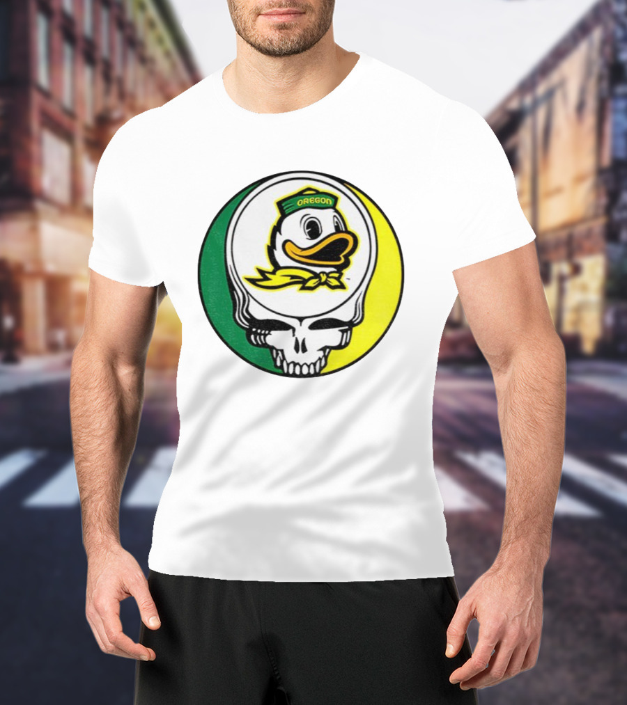 Grateful Ducks Oregon Ducks Grateful Dead Skull Icon Fusion T-Shirt