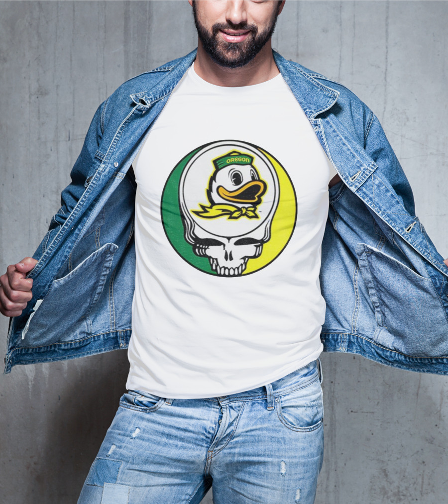 Grateful Ducks Oregon Ducks Grateful Dead Skull Icon Fusion T-Shirt