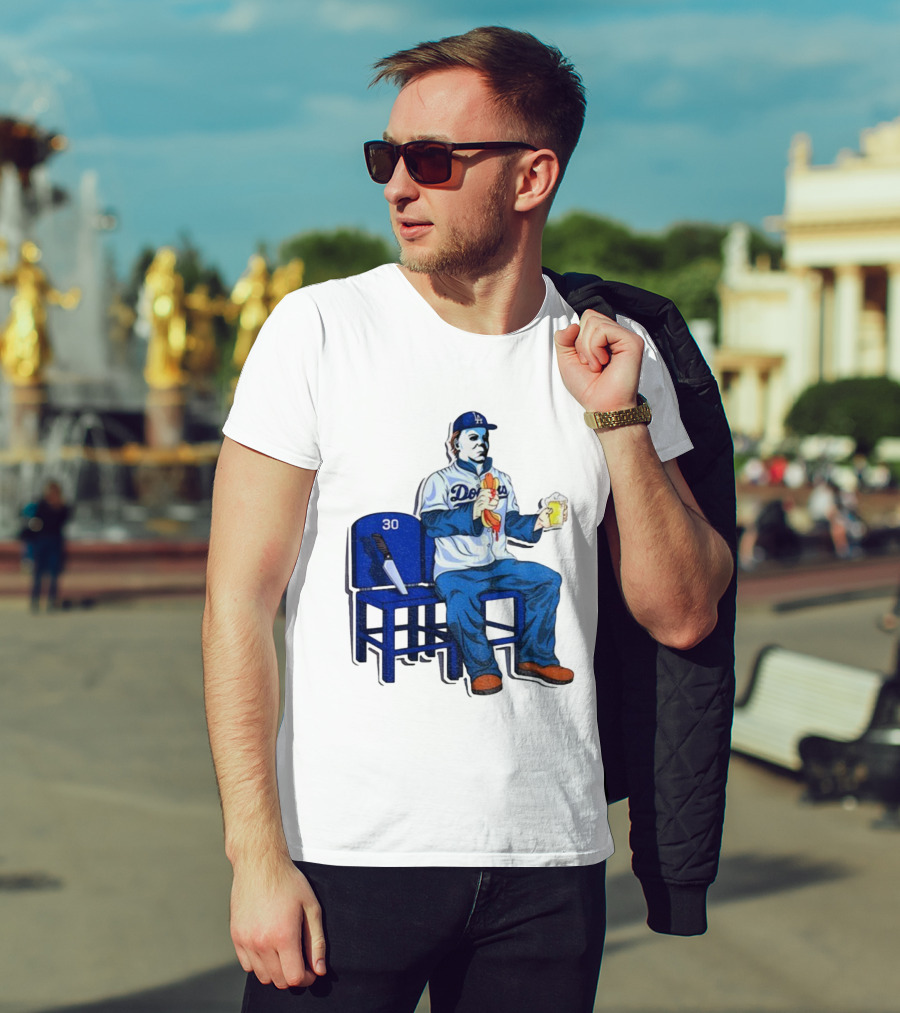 Michael Myers Dodgers Dave Roberts Hot Dog Beer MLB 2025 T-Shirt