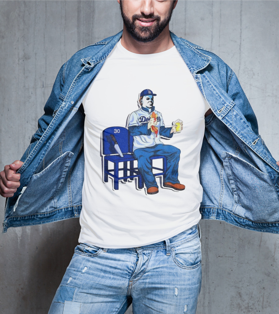 Michael Myers Dodgers Dave Roberts Hot Dog Beer MLB 2025 T-Shirt