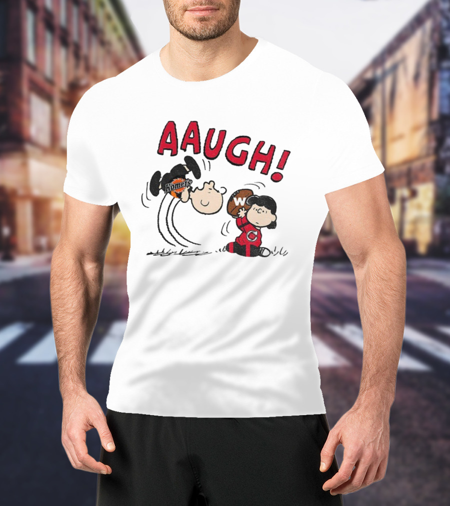 Peanuts Charlie Brown Cincinnati Cyclones Vs Komets Hockey AAUGH! Lucy Linus T-Shirt