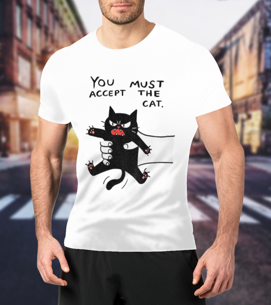 You Must Accept The Cat Grumpy Black Cat Graphic T-Shirt