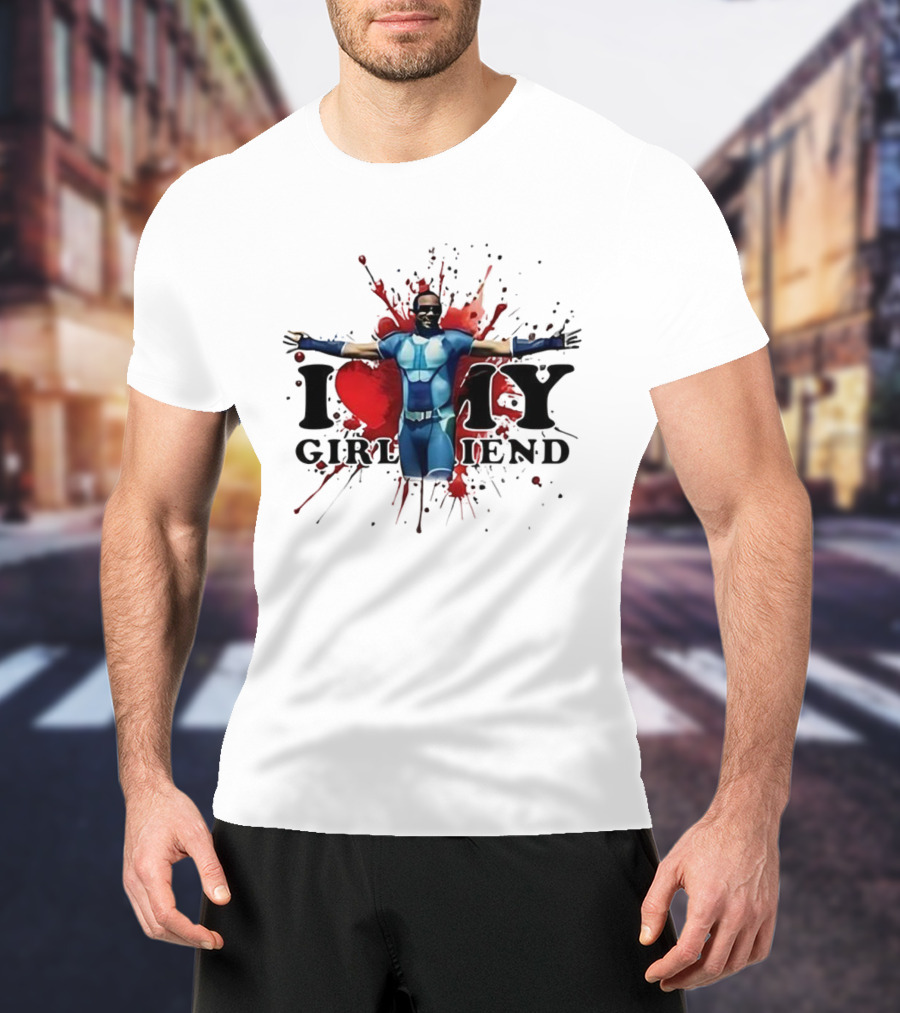 A-Train I Love Girlfriend Valentine's Day Splatter Heart T-Shirt