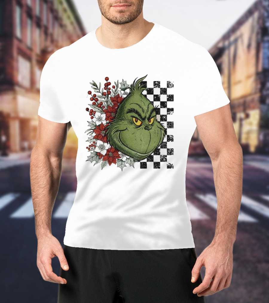Grinch Floral Christmas Characters Merry Christmas 2025 Festive Design T-Shirt