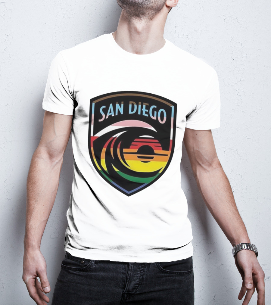San Diego Wave FC LGBTQ+ Pride Rainbow Wave Sunset T-Shirt