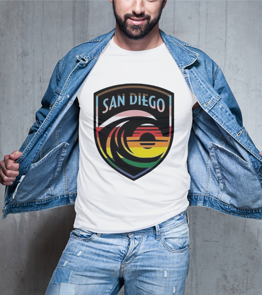 San Diego Wave FC LGBTQ+ Pride Rainbow Wave Sunset T-Shirt