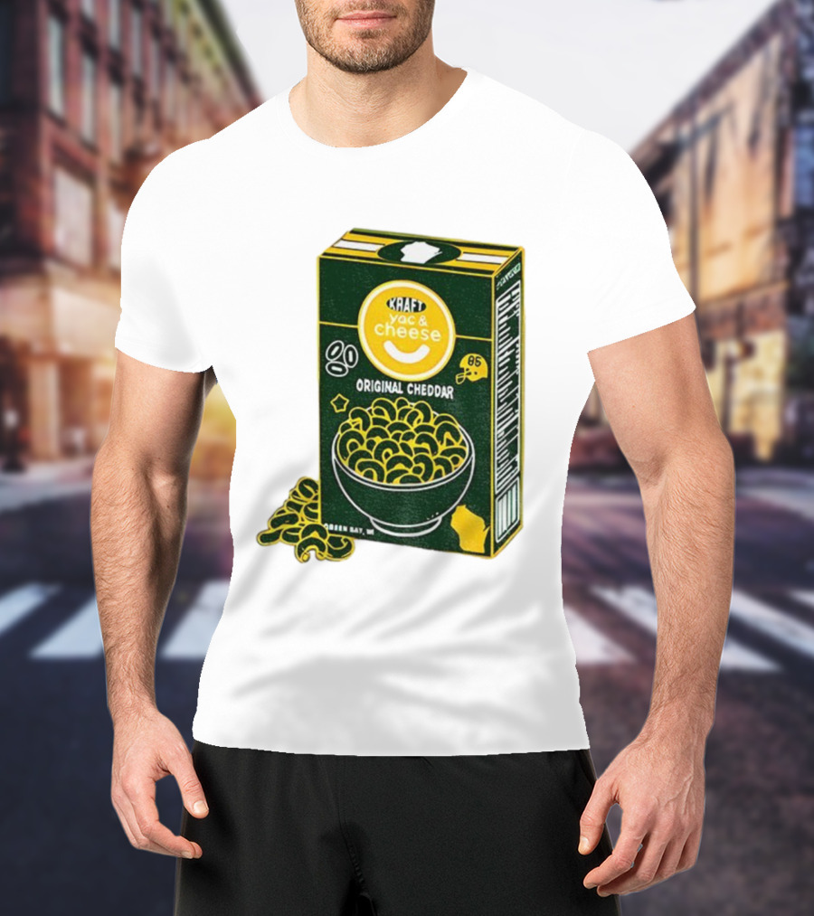 Green Bay Kraft Mac And Cheese Original Cheddar Retro Packers Fan Art T-Shirt