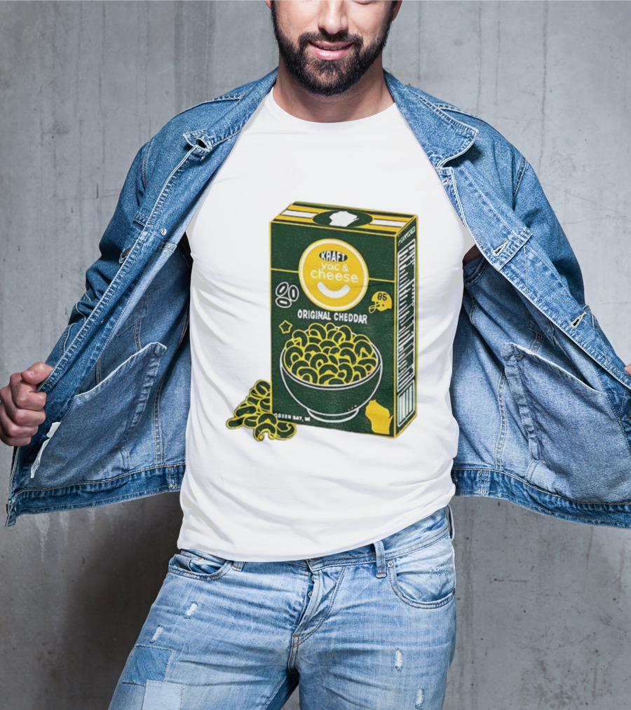 Green Bay Kraft Mac And Cheese Original Cheddar Retro Packers Fan Art T-Shirt