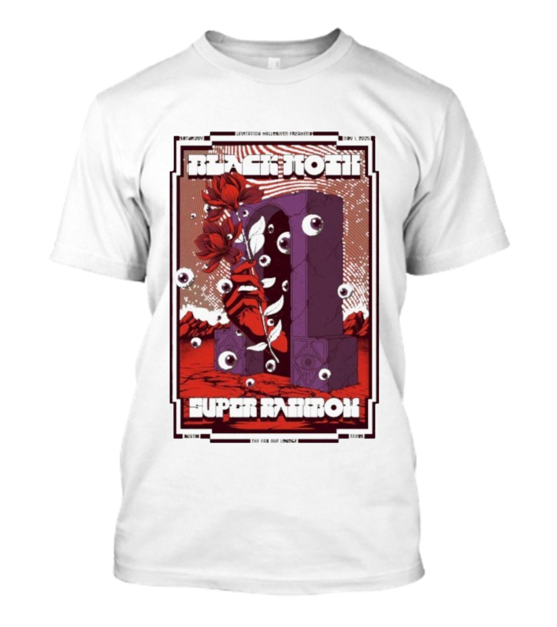 Levitational Hallucination Austin Black Moth Super Rainbow Event Nov 1 2025 T-Shirt