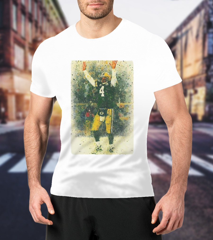Brett Favre Green Bay Packers Celebratory Splash Number 4 T-Shirt
