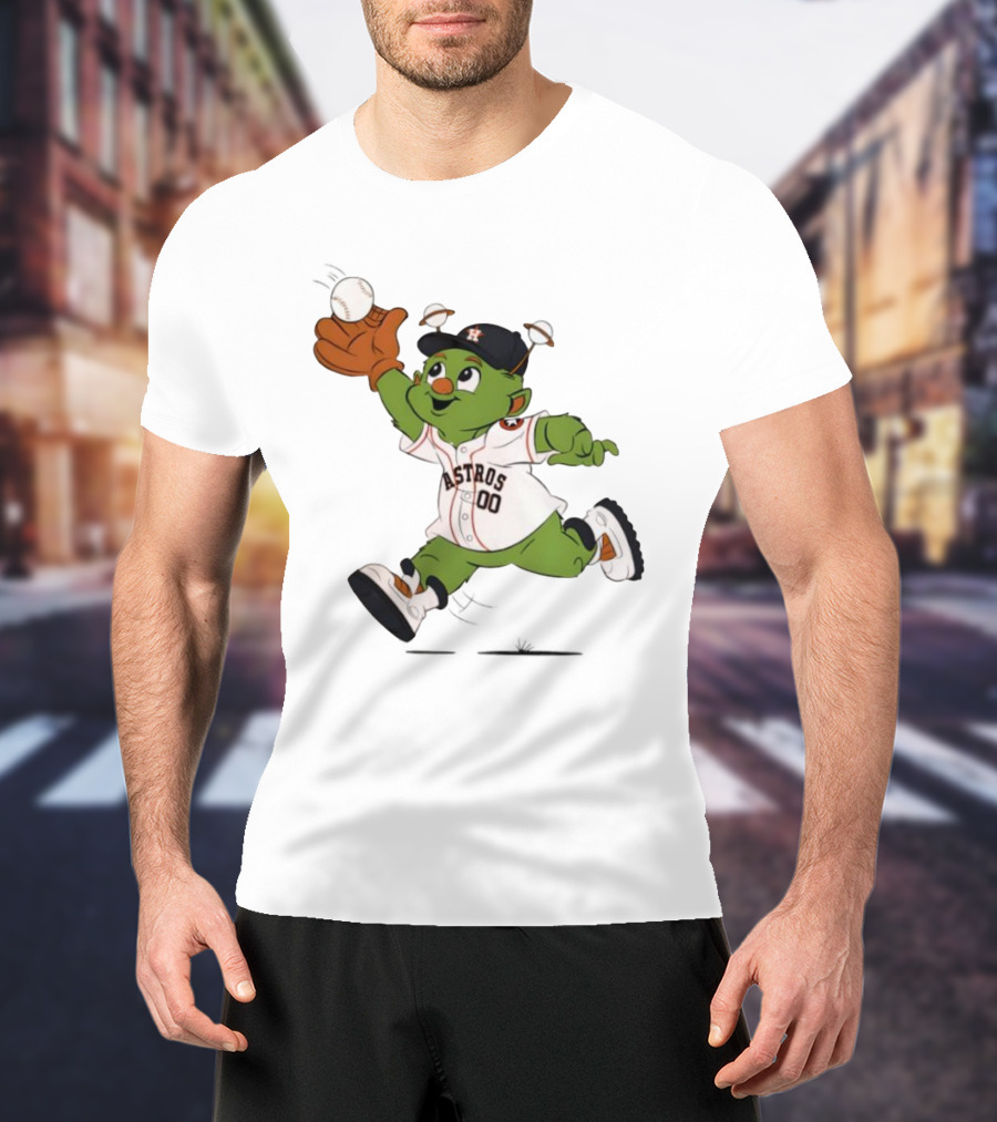 Houston Astros Orbit Mascot Catching Baseball T-Shirt