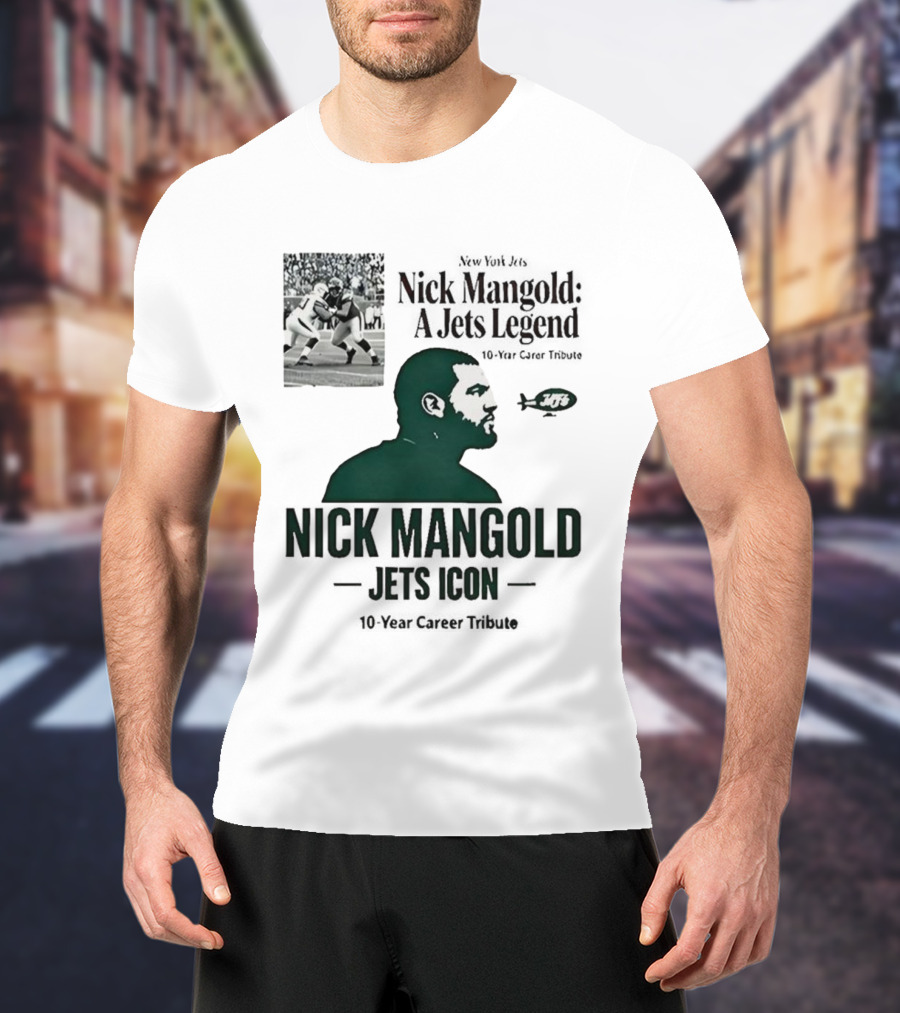 Nick Mangold Jets Icon 10-Year Career Tribute NFL Legend T-Shirt