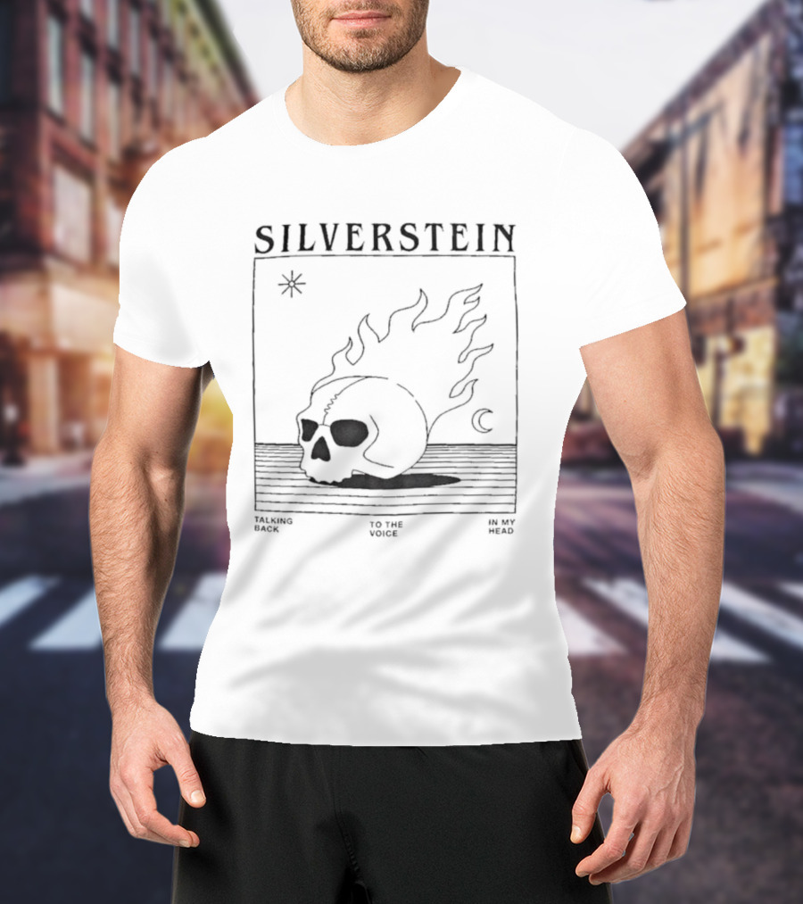 Silverstein Talking Back To The Voice In My Head Flaming Skull Design T-Shirt