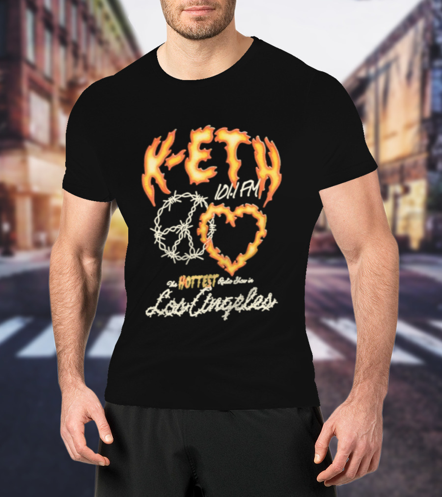 K-ETH Barbed Peace Heart Flame Ed Sheeran Khalid Lyrics T-Shirt
