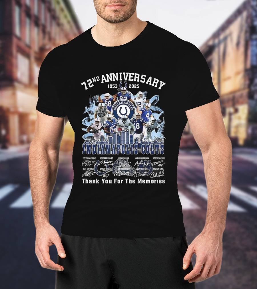 72nd Anniversary 1953-2025 Indianapolis Colts Thank You For The Memories Player Signatures T-Shirt