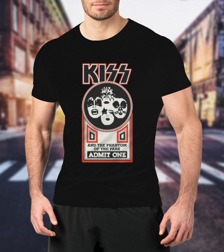 Kiss And The Phantom Of The Park Admit One Ticket Design T-Shirt
