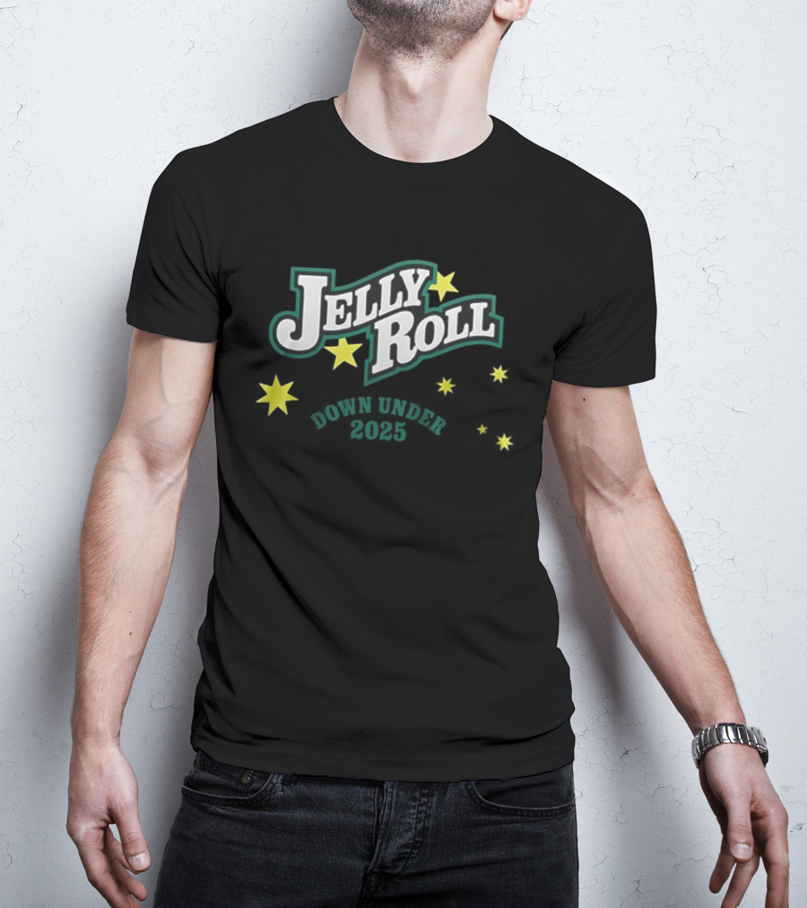 Jelly Roll Down Under 2025 Australia New Zealand Tour Stars T-Shirt