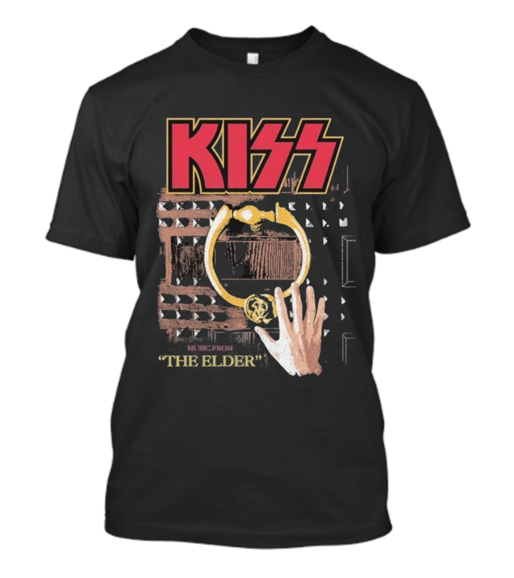 Kiss Music From The Elder Door Knocker Hand Iconic Rock Album Cover T-Shirt