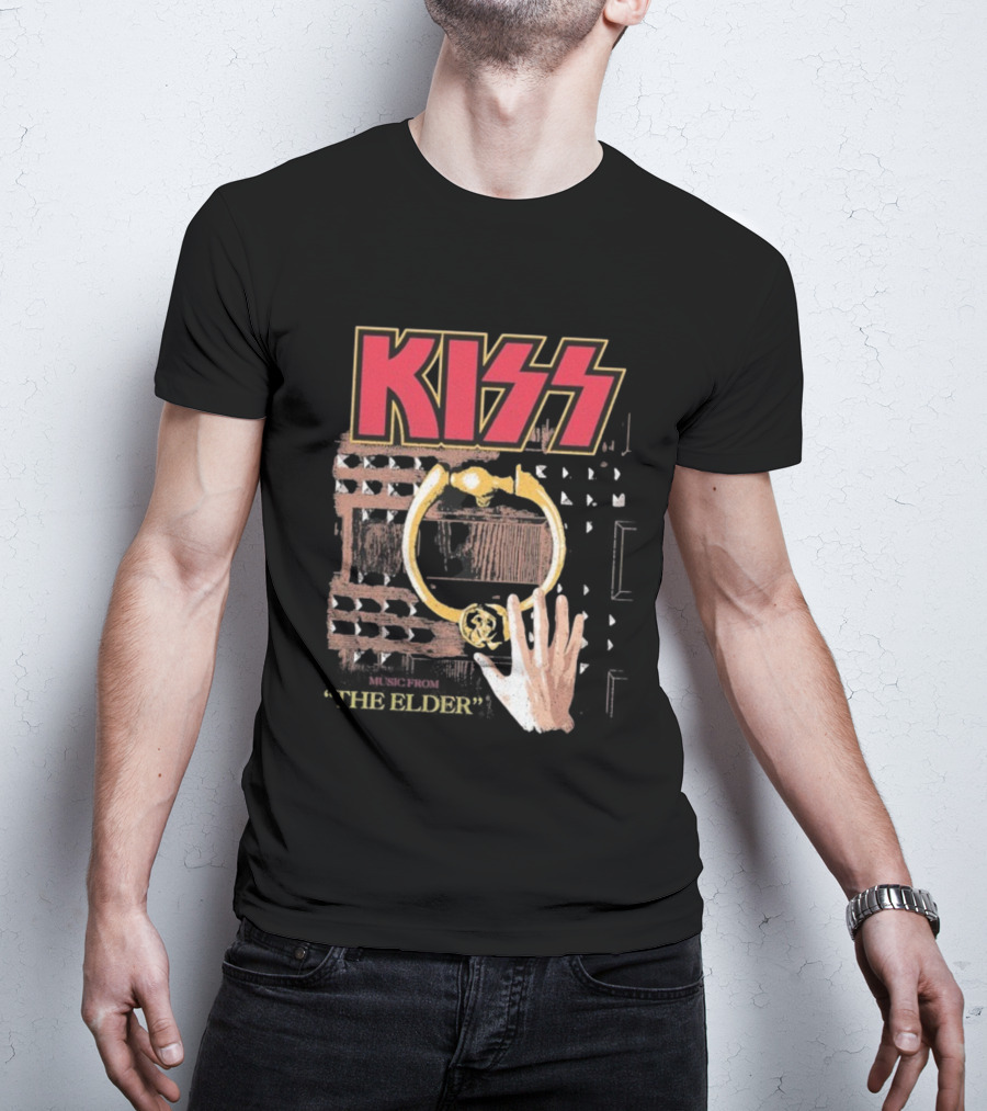 Kiss Music From The Elder Door Knocker Hand Iconic Rock Album Cover T-Shirt