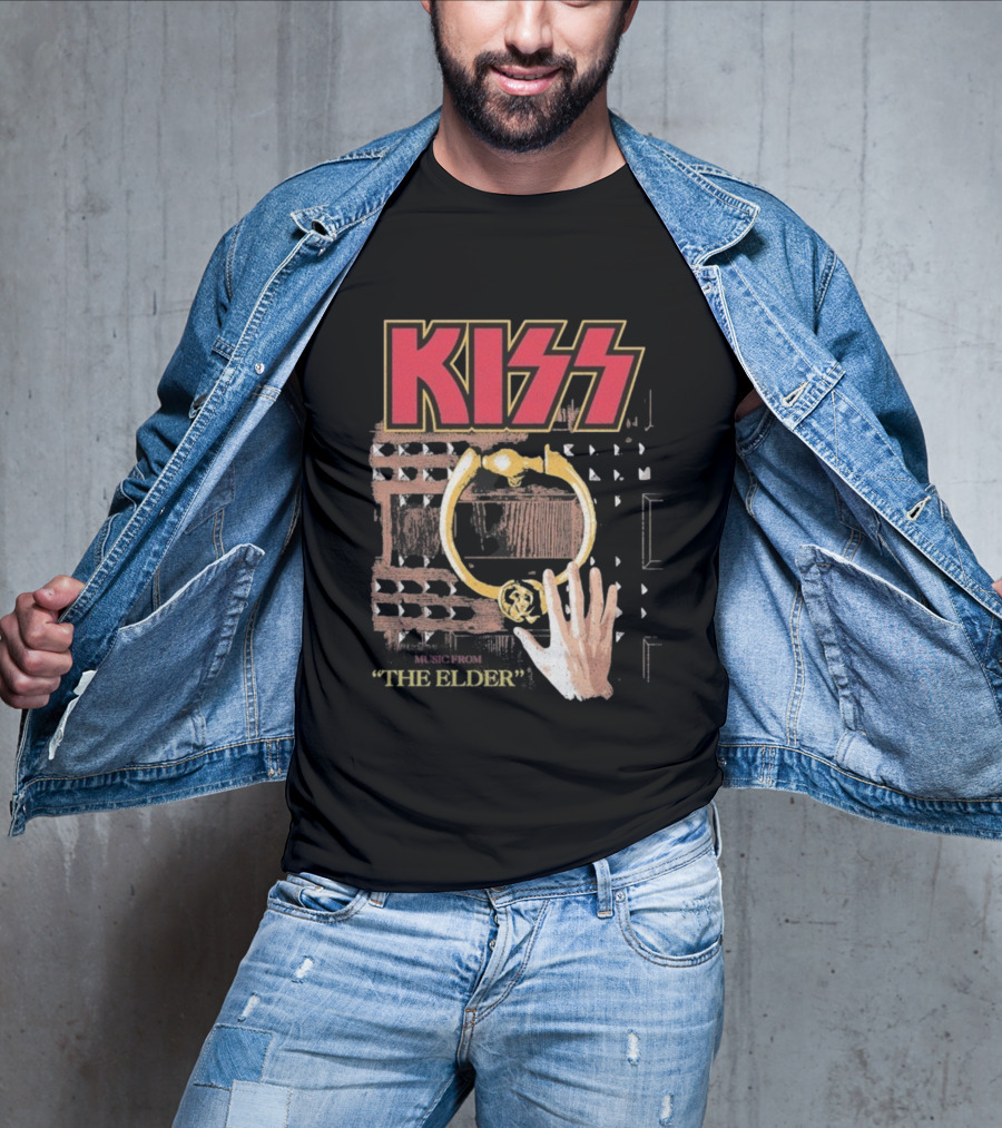 Kiss Music From The Elder Door Knocker Hand Iconic Rock Album Cover T-Shirt