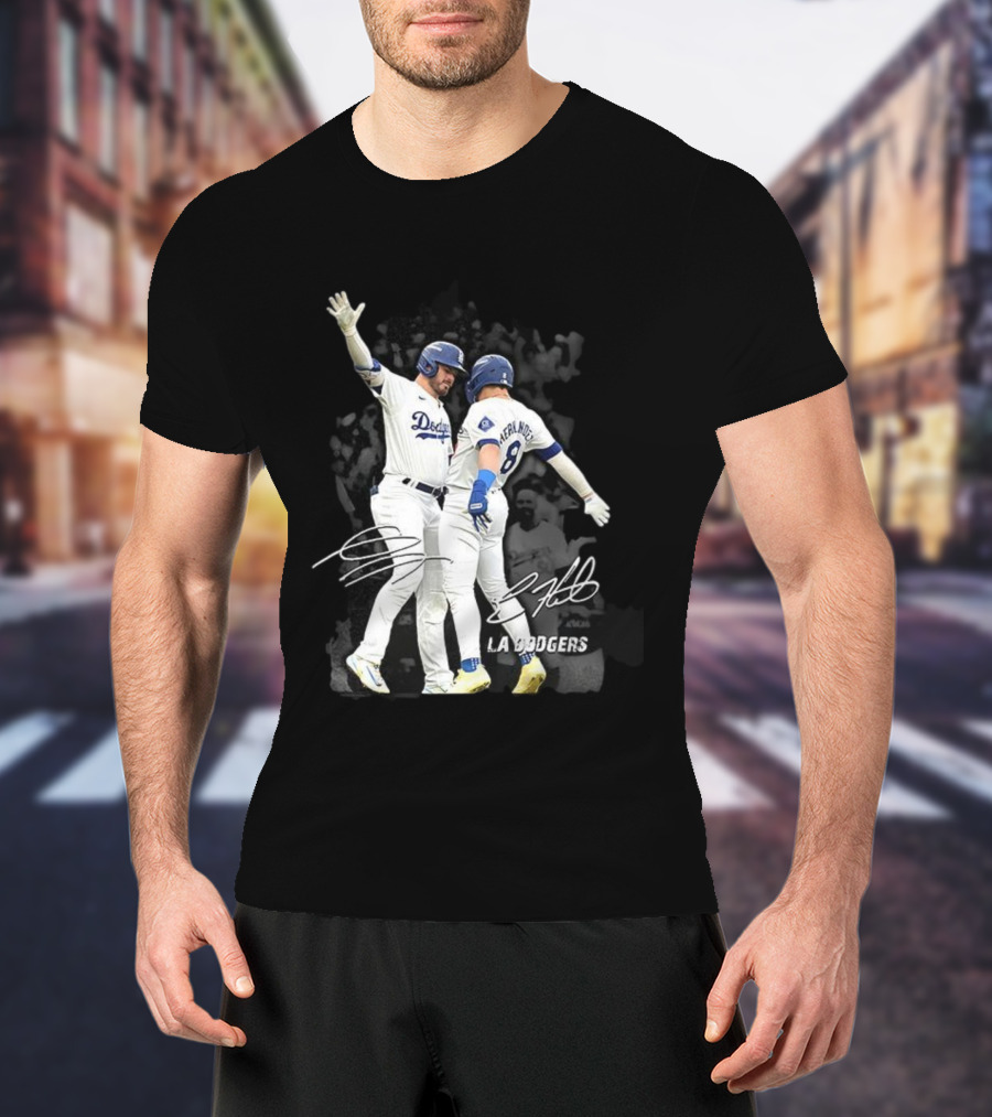 Kiké Hernandez Gavin Lux LA Dodgers Signature Celebration T-Shirt