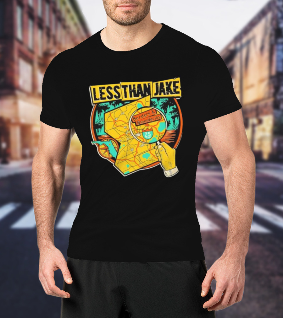 Less Than Jake Borders And Boundaries Anniversary Map Design T-Shirt