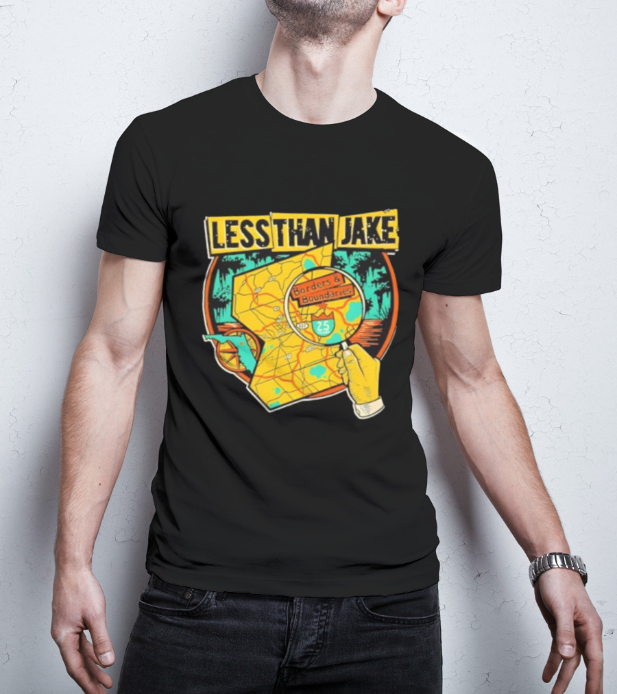 Less Than Jake Borders And Boundaries Anniversary Map Design T-Shirt