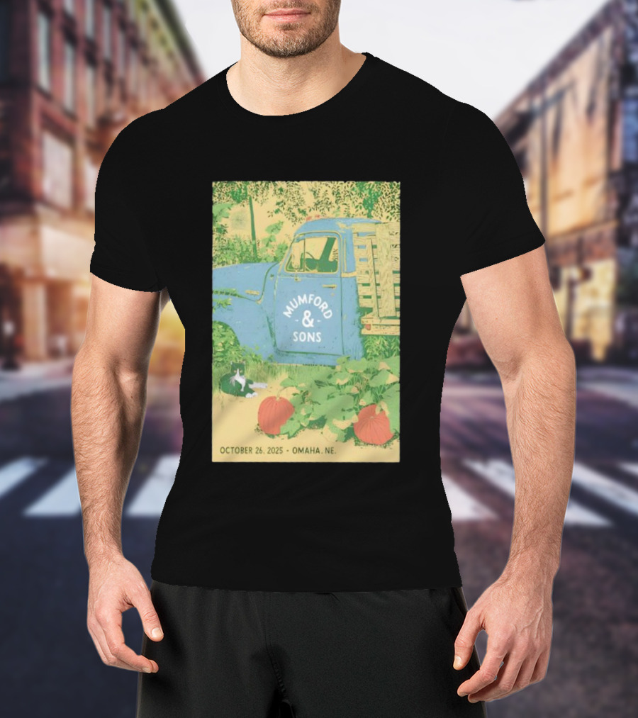 Mumford & Sons Omaha NE October 26 2025 Vintage Truck And Pumpkins T-Shirt