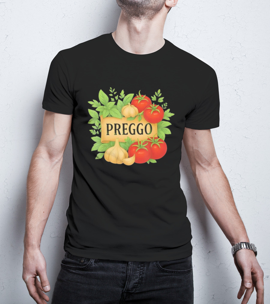Prego Sauce Inspired Preggo Cute Pregnancy Announcement Costume T-Shirt