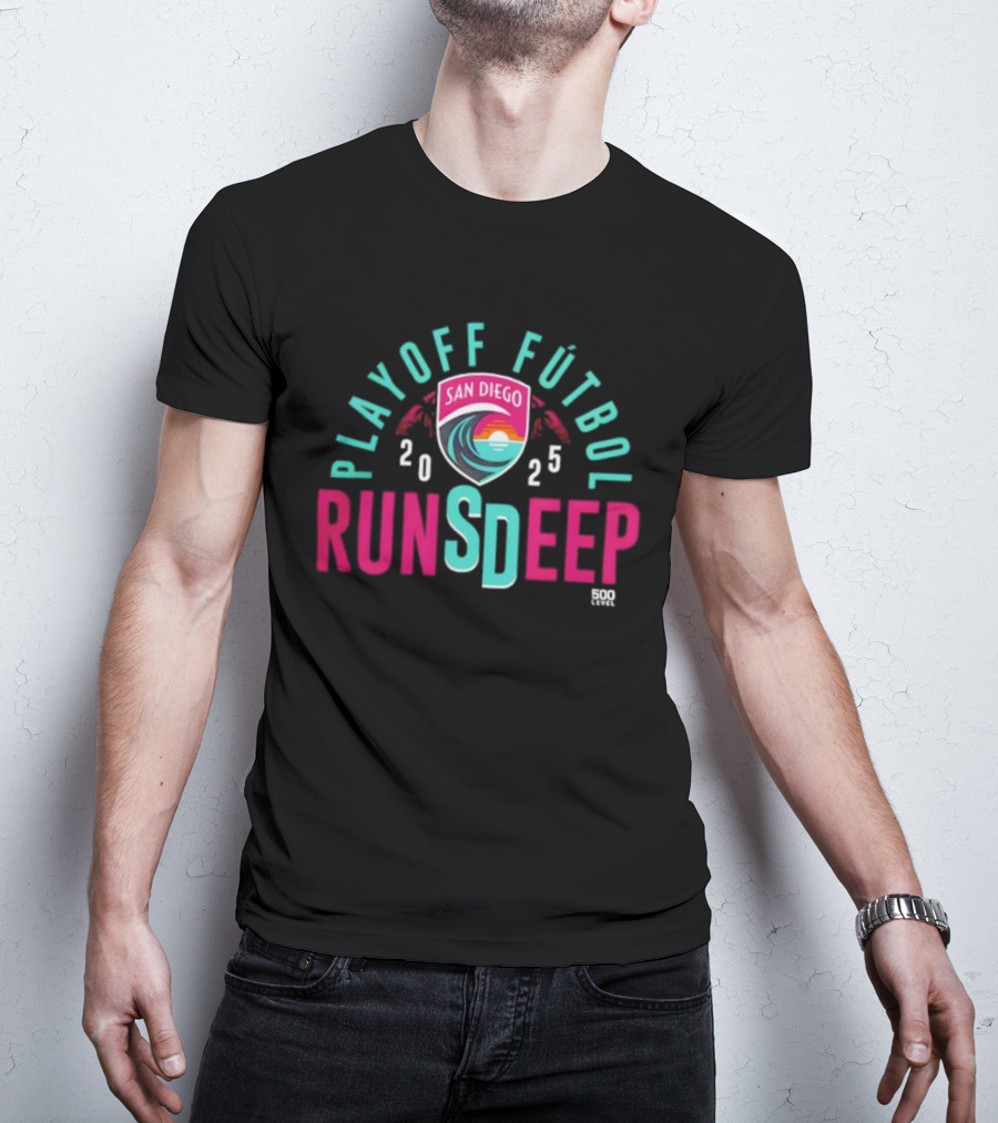 San Diego Wave FC 2025 Playoff Fútbol Runs Deep T-Shirt