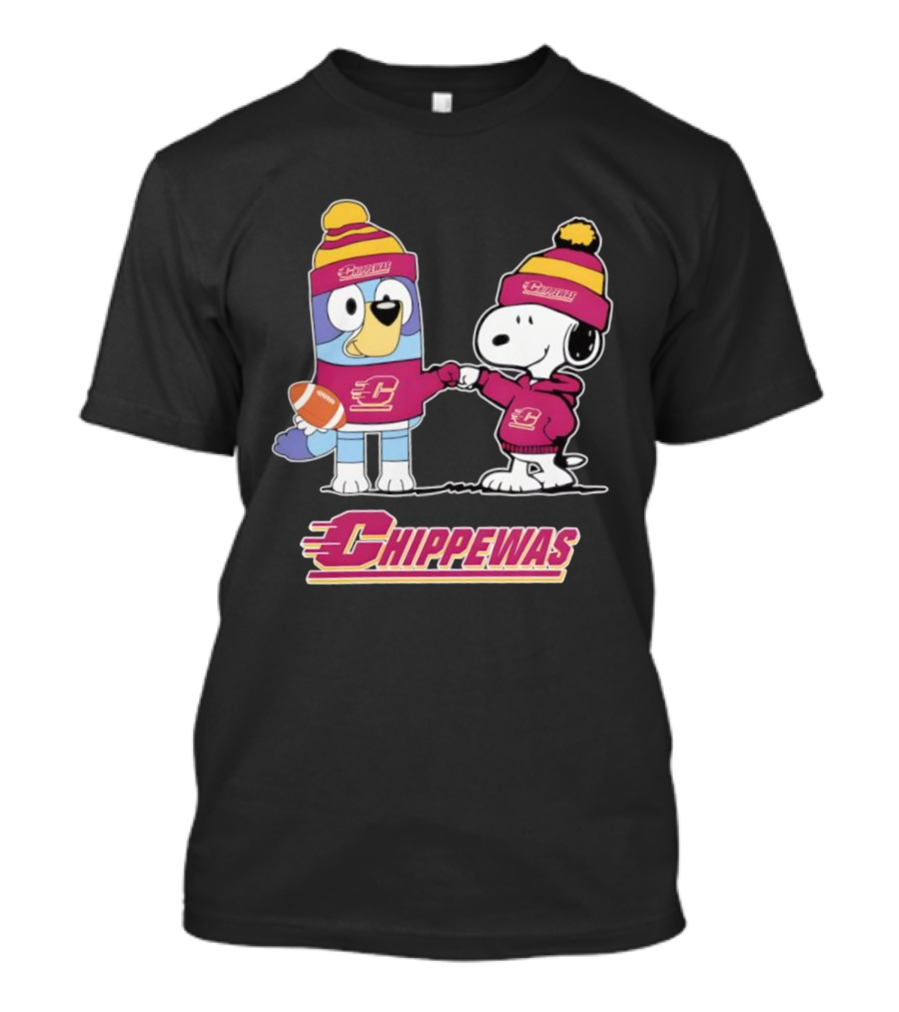 Snoopy Bluey Central Michigan Chippewas Football Collaboration T-Shirt