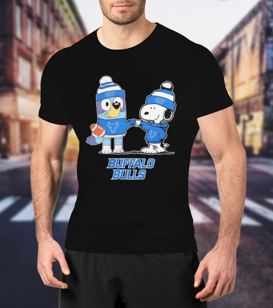 Snoopy Bluey Buffalo Bulls Football Collaboration T-Shirt