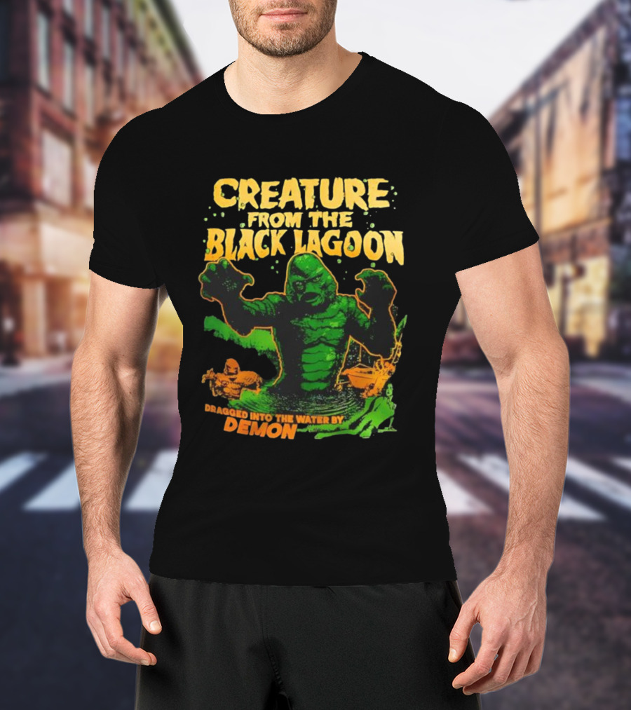 Creature From The Black Lagoon Dragged Into The Water By Demon T-Shirt