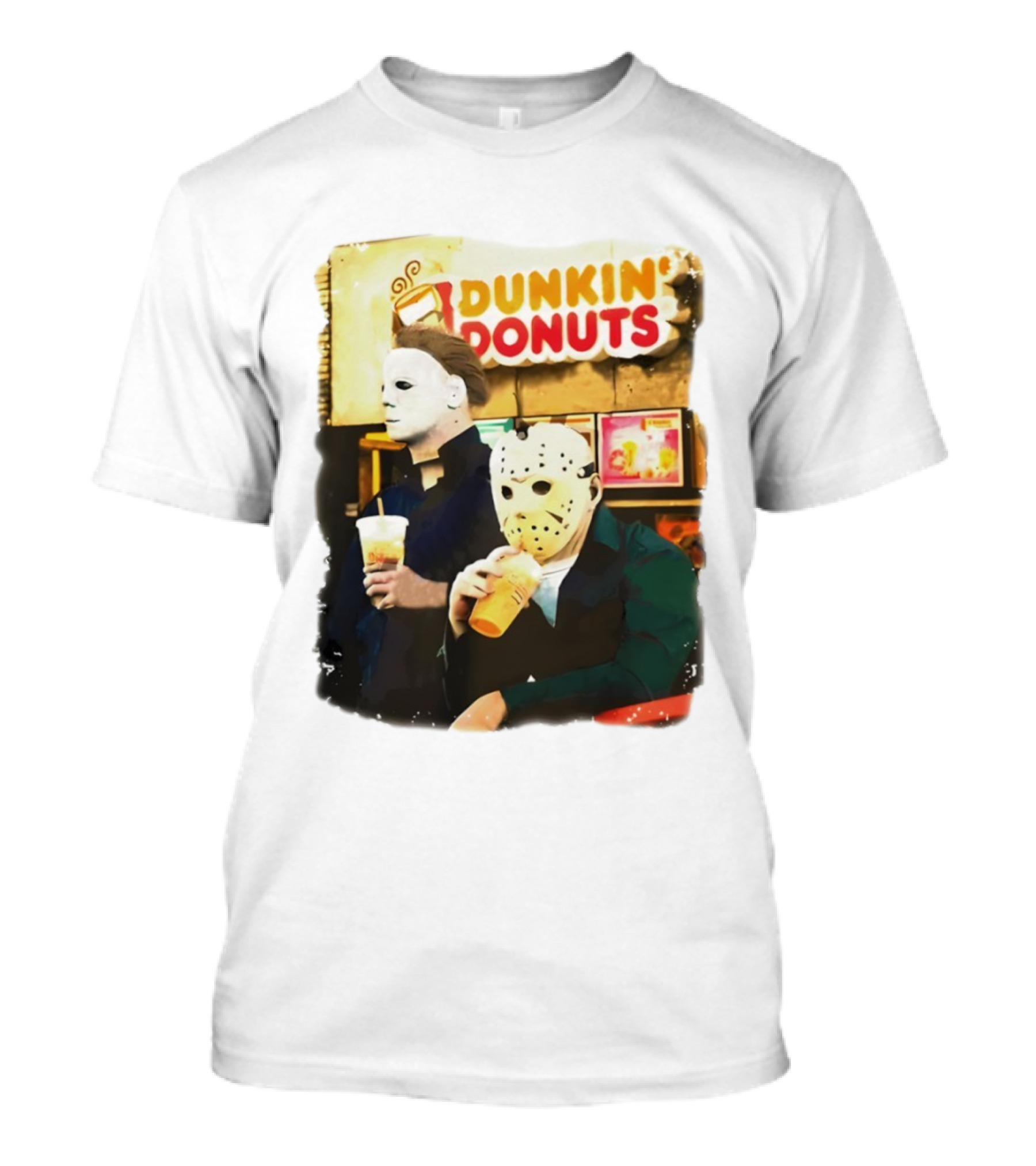 Dunkin Donuts Halloween Michael Jason Horror Movie Funny T-Shirt
