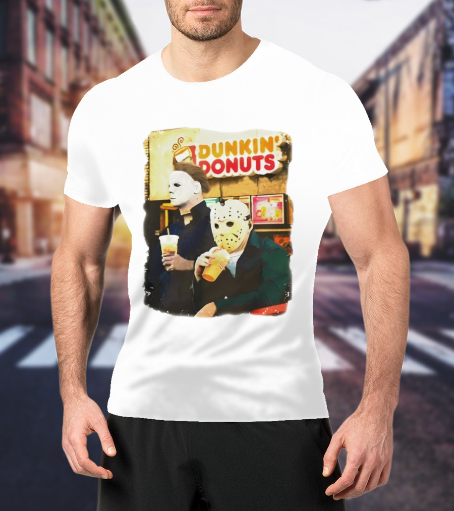 Dunkin Donuts Halloween Michael Jason Horror Movie Funny T-Shirt