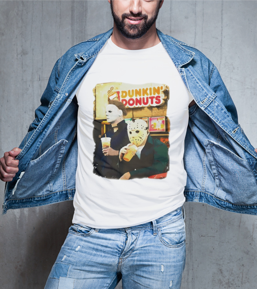 Dunkin Donuts Halloween Michael Jason Horror Movie Funny T-Shirt