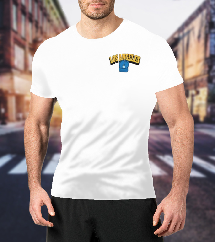 Los Angeles Dodgers LA Cap Shadow Retro Style T-Shirt