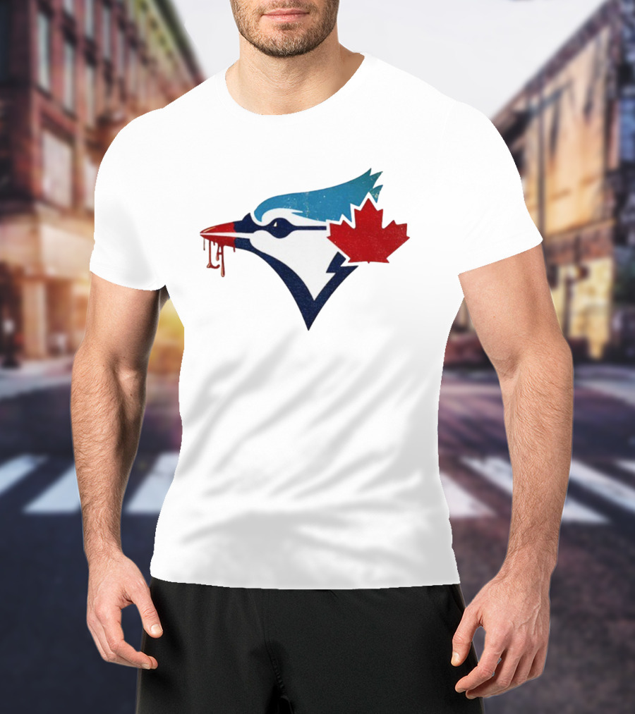 Toronto Blue Jays Dripping Maple Leaf Bird Emblem T-Shirt