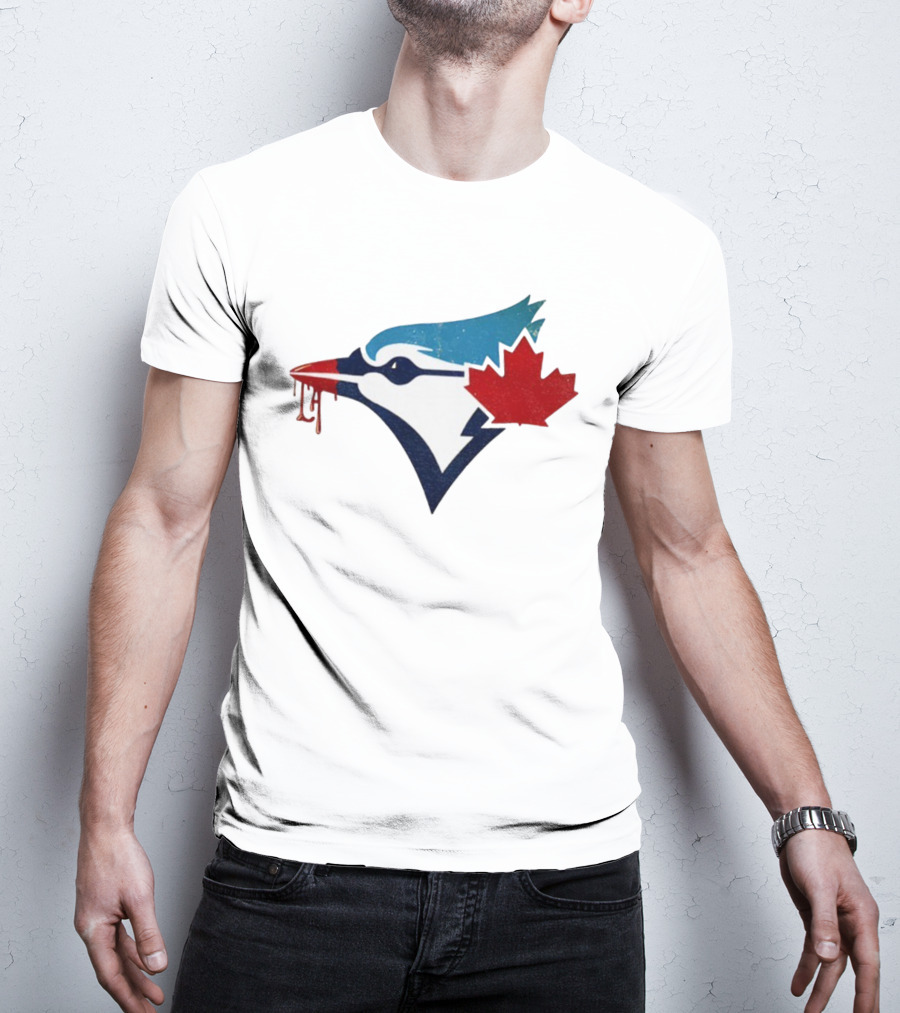 Toronto Blue Jays Dripping Maple Leaf Bird Emblem T-Shirt