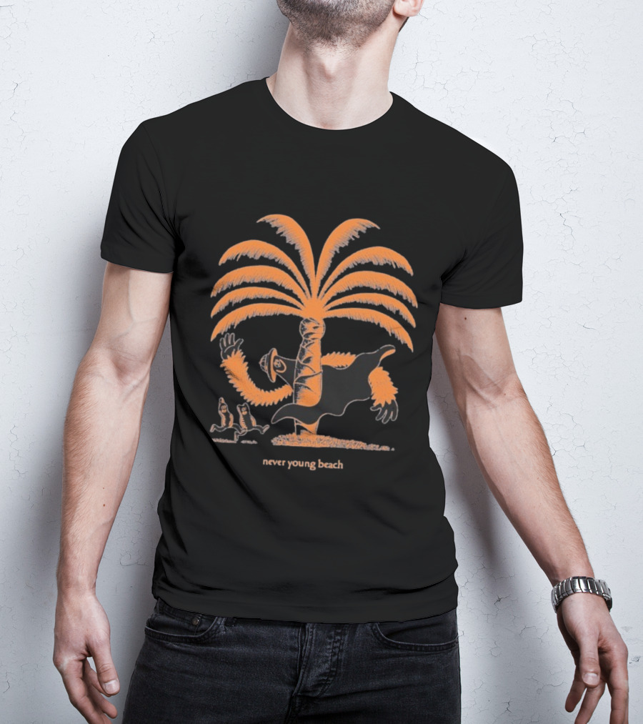 Never Young Beach Ghost Palm Tree Design Yashinoki T-Shirt