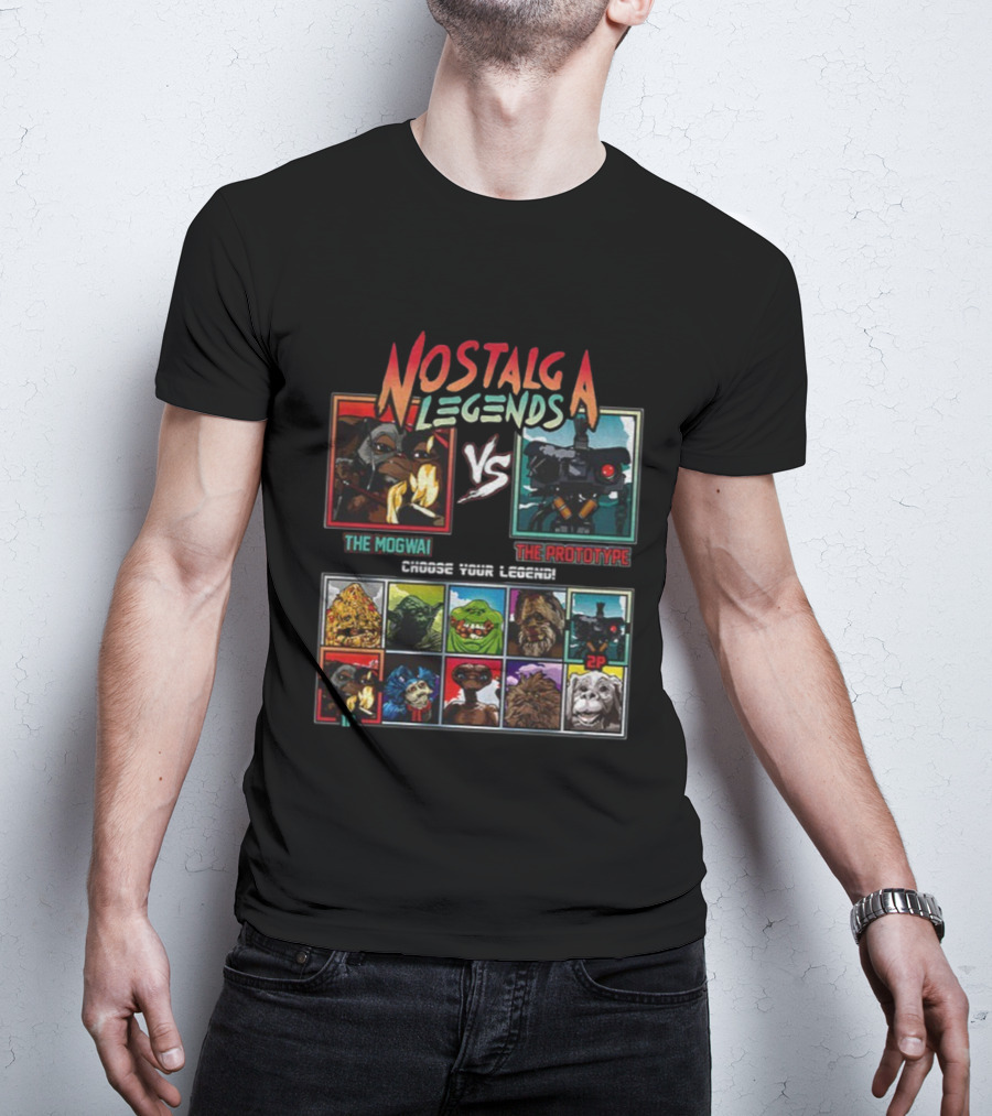 Nostalgia Legends Mogwai Vs Prototype Retro Battle Choose Your Legend T-Shirt