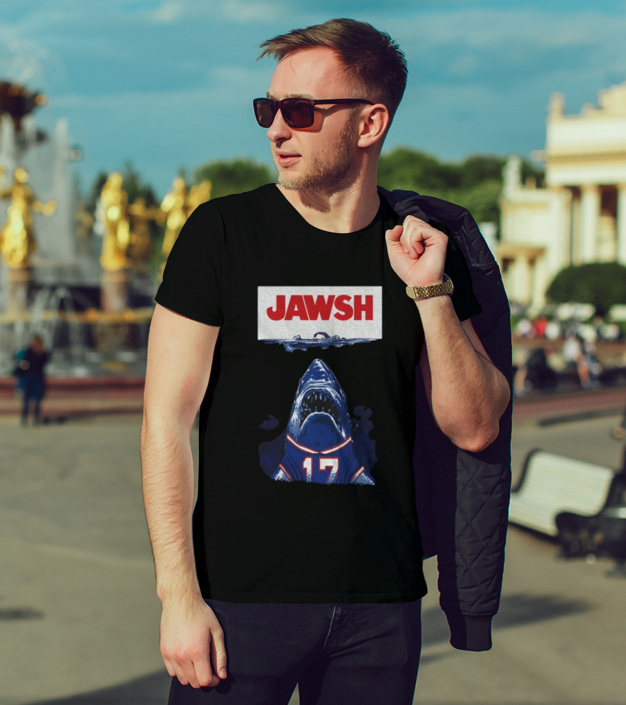 Buffalo Bills Josh Allen 17 Jawsh Jaws Pop Culture Mashup T-Shirt